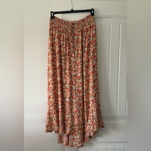 Promesa Vibrant Floral Maxi Skirt - Red and Cream